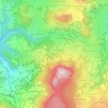 Topografische Karte Jorance, Höhe, Relief