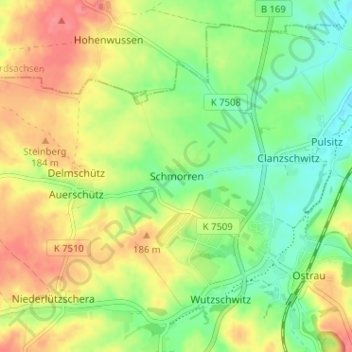 Topografische Karte Schmorren, Höhe, Relief