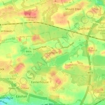 Topografische Karte Gartloch, Höhe, Relief