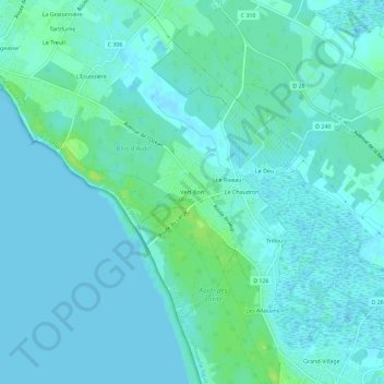 Topografische Karte Vert-Bois, Höhe, Relief