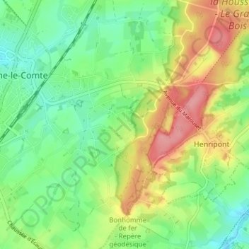 Topografische Karte Coraimont, Höhe, Relief