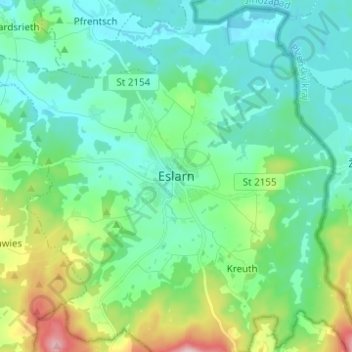 Topografische Karte Eslarn, Höhe, Relief