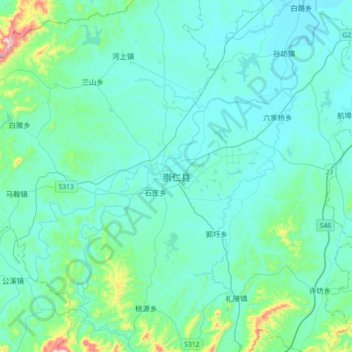 Topografische Karte 崇仁县, Höhe, Relief