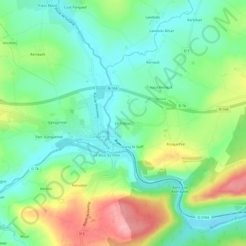 Topografische Karte Le Poteau, Höhe, Relief