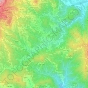 Topografische Karte Ponzone, Höhe, Relief