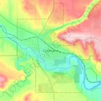 Topografische Karte Cochrane, Höhe, Relief