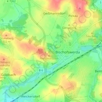 Topografische Karte Grüneck, Höhe, Relief