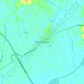 Topografische Karte Bukit Gambir, Höhe, Relief