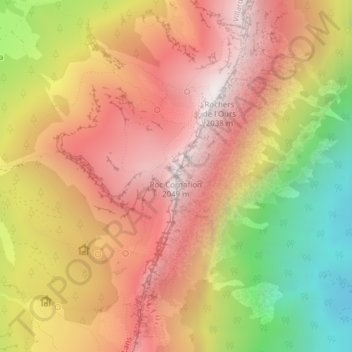 Topografische Karte Roc Cornafion, Höhe, Relief