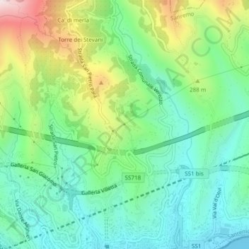 Topografische Karte Bragheira, Höhe, Relief