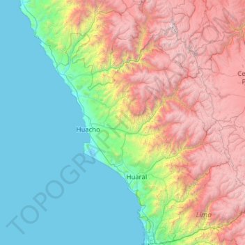 Topografische Karte Provincia de Huaura, Höhe, Relief