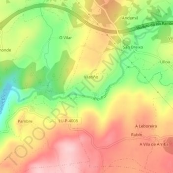 Topografische Karte O Carballal, Höhe, Relief