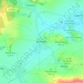 Topografische Karte Sörnewitz, Höhe, Relief