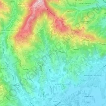 Topografische Karte Molvena, Höhe, Relief
