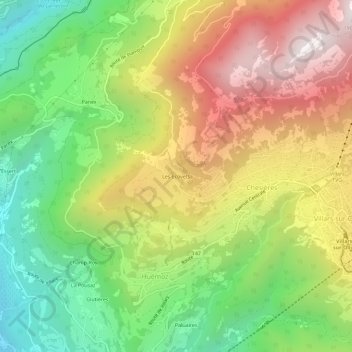 Topografische Karte Les Ecovets, Höhe, Relief