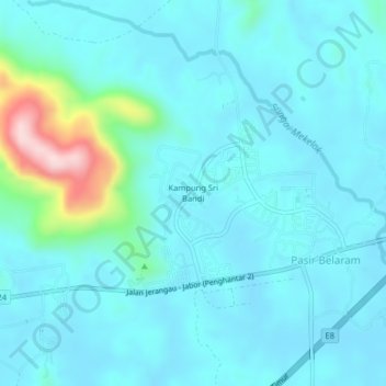 Topografische Karte Kampung Sri Bandi, Höhe, Relief