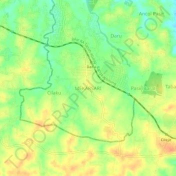 Topografische Karte MEKARSARI, Höhe, Relief