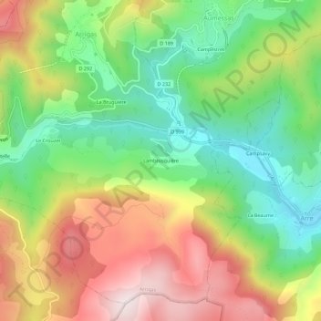 Topografische Karte Lambrusquière, Höhe, Relief