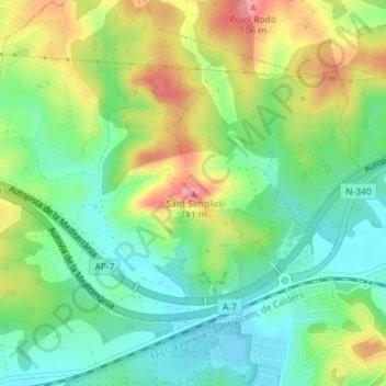 Topografische Karte Sant Simplici, Höhe, Relief
