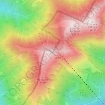 Topografische Karte Monte Lema, Höhe, Relief