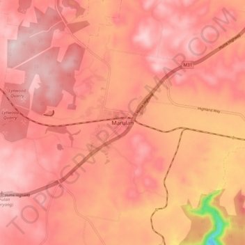 Topografische Karte Marulan, Höhe, Relief