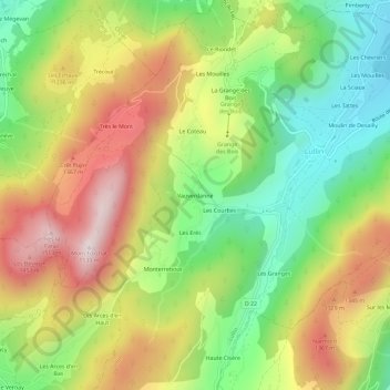 Topografische Karte Vauverdanne, Höhe, Relief