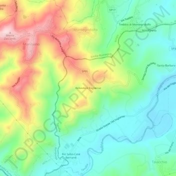 Topografische Karte Belvedere Fogliense, Höhe, Relief