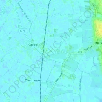 Topografische Karte Midlum-Großenbüttel, Höhe, Relief