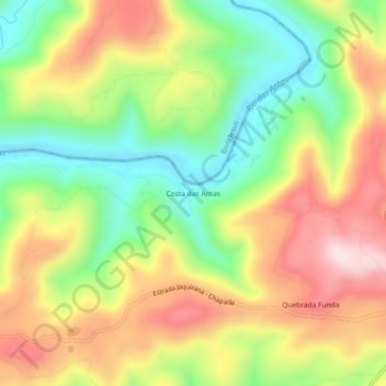 Topografische Karte Costa das Antas, Höhe, Relief