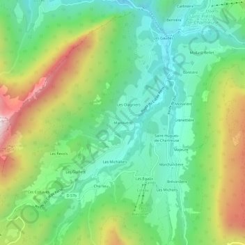 Topografische Karte Martinière, Höhe, Relief
