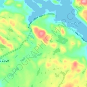 Topografische Karte Fortune Harbour, Höhe, Relief