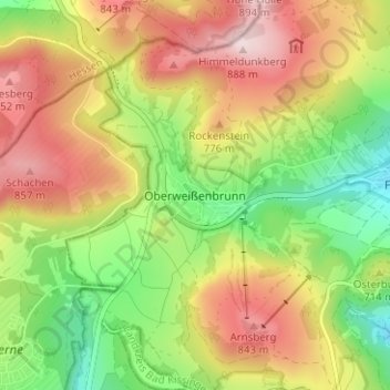 Topografische Karte Oberweißenbrunn, Höhe, Relief