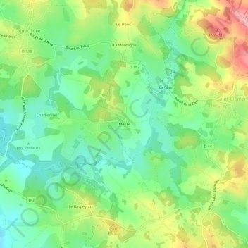 Topografische Karte Mante, Höhe, Relief