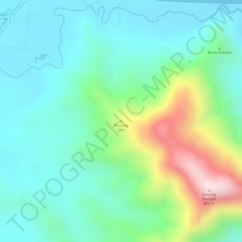 Topografische Karte Gunung Ijen, Höhe, Relief