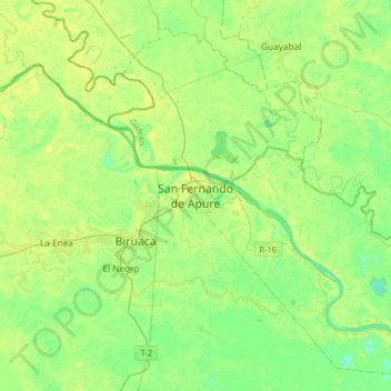 Topografische Karte San Fernando de Apure, Höhe, Relief