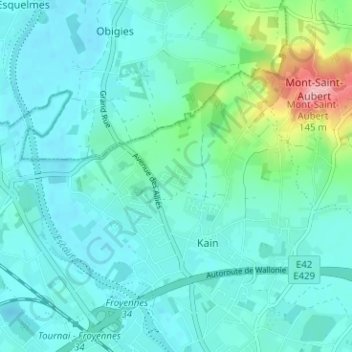 Topografische Karte L'Espinette, Höhe, Relief