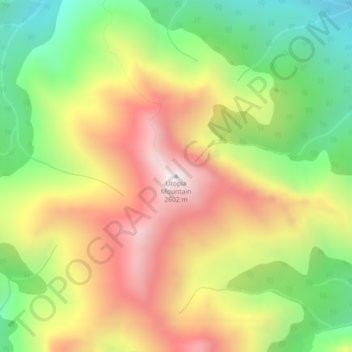 Topografische Karte Utopia Mountain, Höhe, Relief