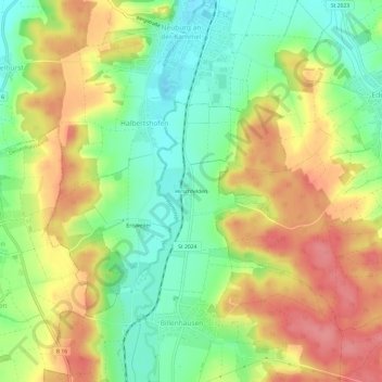 Topografische Karte Hirschfelden, Höhe, Relief