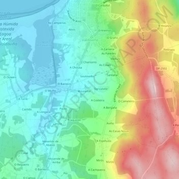 Topografische Karte A Penela, Höhe, Relief