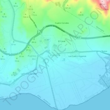 Topografische Karte La Curva, Höhe, Relief