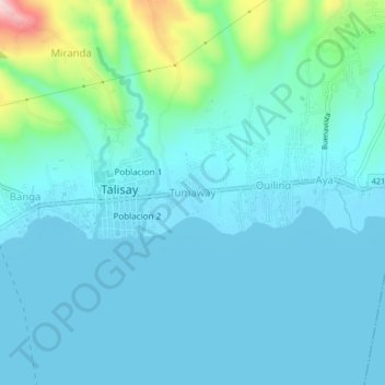 Topografische Karte Tumaway, Höhe, Relief
