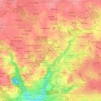 Topografische Karte Kermaria, Höhe, Relief
