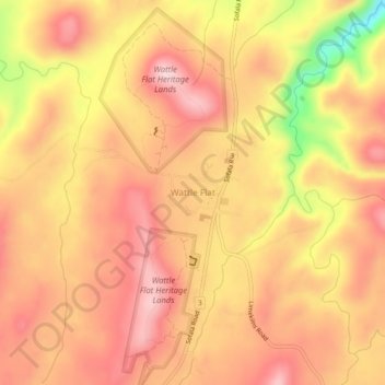 Topografische Karte Wattle Flat, Höhe, Relief