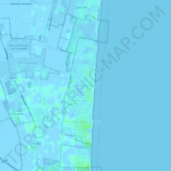 Topografische Karte Lido di Pomposa, Höhe, Relief