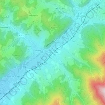 Topografische Karte Oberwinden, Höhe, Relief