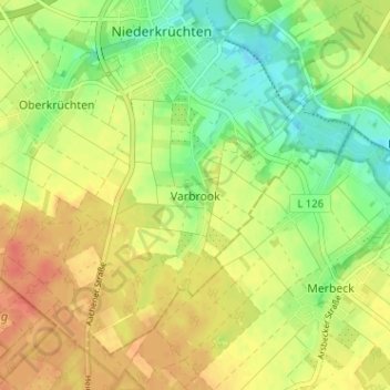 Topografische Karte Varbrook, Höhe, Relief