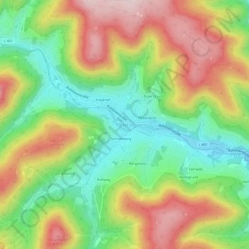 Topografische Karte Mitteltal, Höhe, Relief