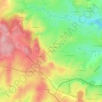 Topografische Karte Chez Papon, Höhe, Relief