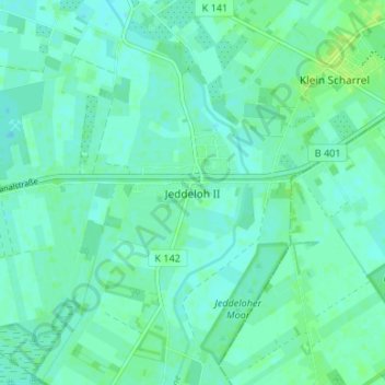 Topografische Karte Jeddeloh II, Höhe, Relief
