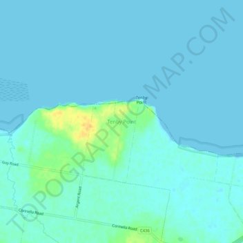 Topografische Karte Tenby Point, Höhe, Relief